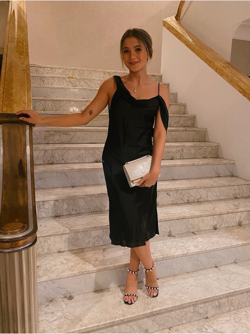 Fame and Partners Black Backless Slip Dress